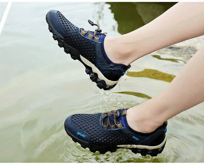 Chaussures de sport en maille pour homme, été : chaussures de mode pour l'alpinisme, respirantes, légères, antidérapantes, pour le plein air, les voyages, la course à pied et le quotidien