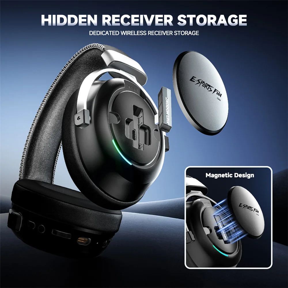 HAAYOT Wireless Gaming Headphones Bluetooth 5.3 with 53mm Titanium Drivers, 7.1 Virtual Surround Sound, Low Latency Gaming Headset for PC PS5 Mobile