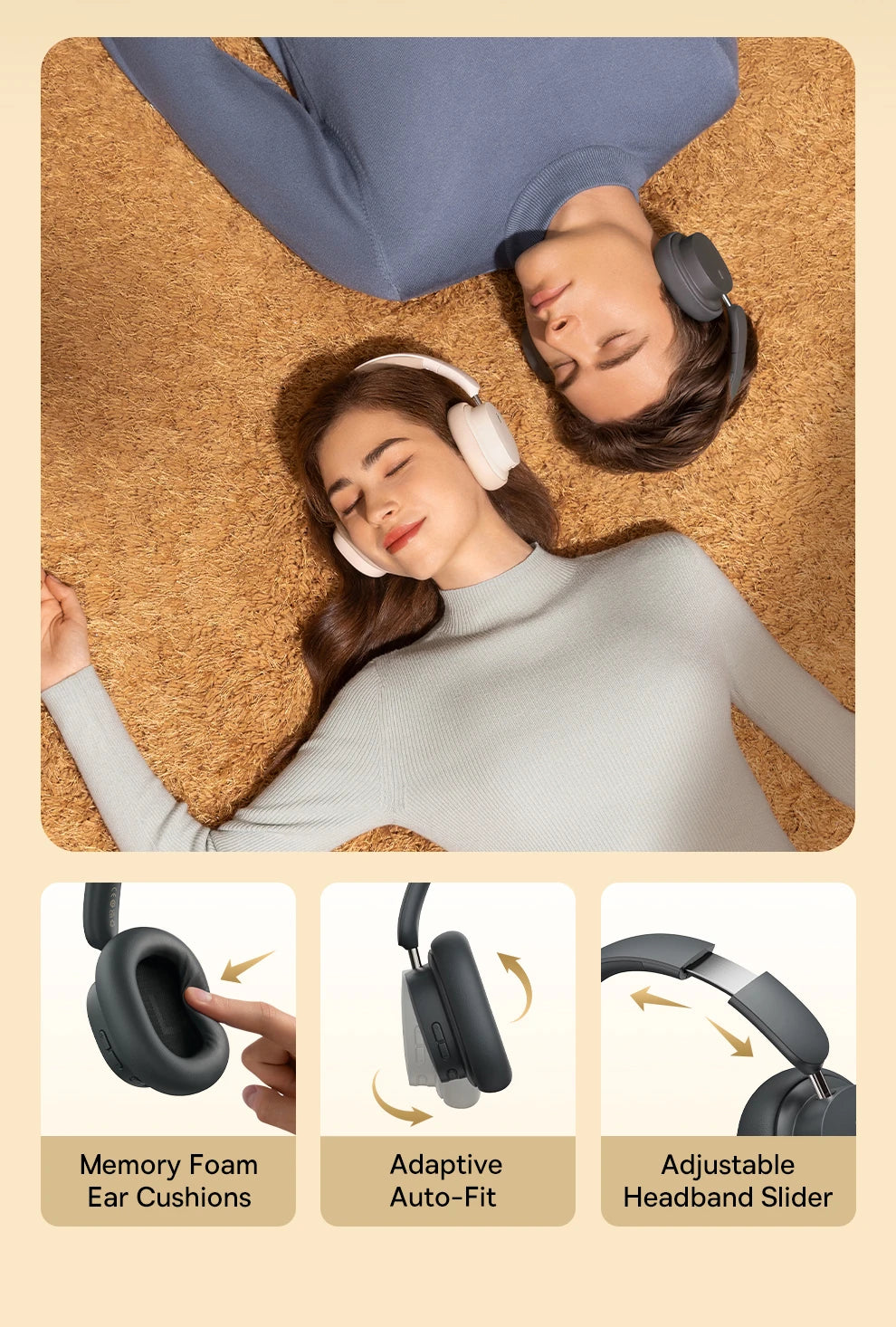 Auriculares inalámbricos Bluetooth 5.3 circumaurales Baseus – Diafragma HiFi de 40mm, auriculares plegables con 70H de reproducción y audio espacial