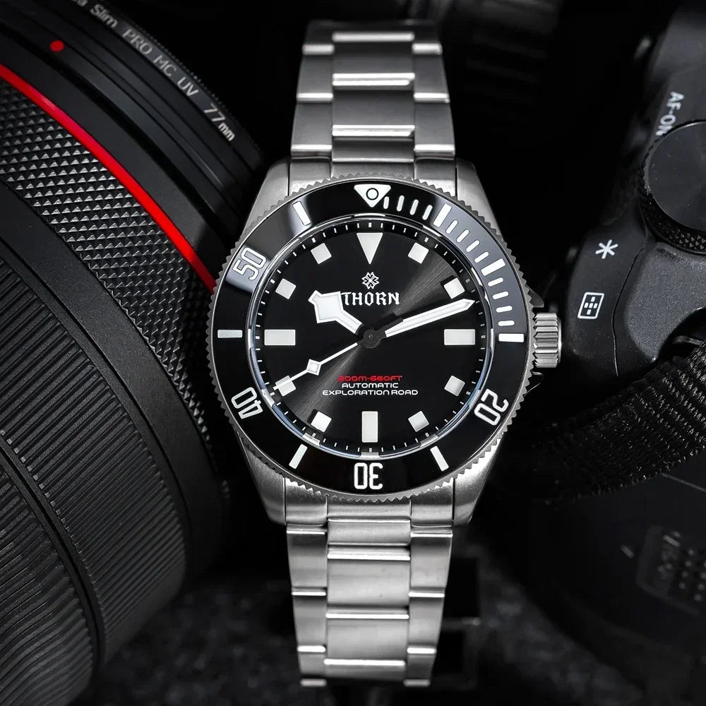 THORN 39mm Titanium Watch Men Homage Vintage PT5000 Movement Automatic Sapphire Crystal C3 Super Luminous 200M Waterproof Watch