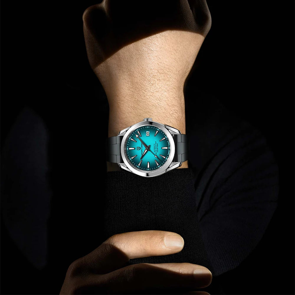 Relógio de luxo para homem PAGANI DESIGN – Modelo automático mecânico (calibre 8215), em aço inoxidável, estanque, com indicador de data e ponteiros luminescentes