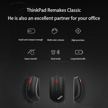 Lenovo ThinkPad Office Mouse Bluetooth + Wireless Dual-Mode Mouse, Ergonomic Wireless Office Mouse, 1200 DPI Portable Laptop Mouse