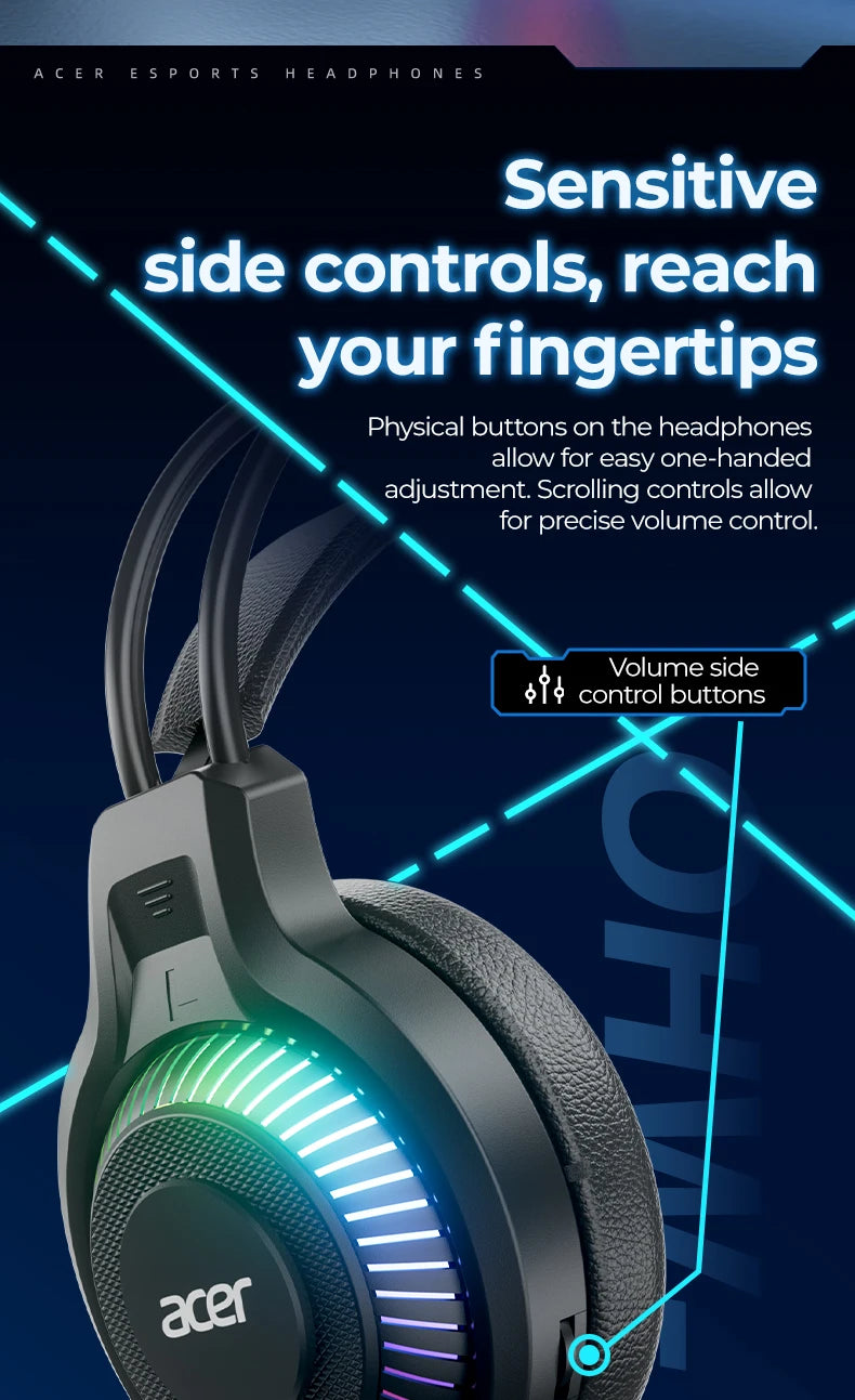 Auriculares gaming RGB con cable y micrófono – Sonido envolvente de baja latencia, iluminación RGB cool, aislamiento de ruido y ajuste cómodo