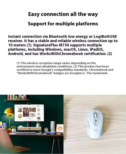 Logitech M750 Wireless Mouse 2.4GHz USB Receiver, 2000 DPI Portable Wireless Mouse for PC, Laptop, Office & Home Use
