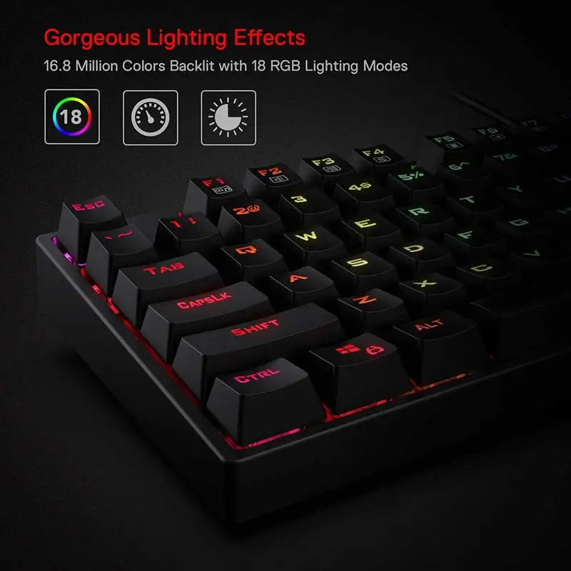 Redragon K582 SURARA RGB Mechanical Gaming Keyboard with 104 Keys, Red Switches, RGB Backlit Wired Gaming Keyboard for PC & Mac