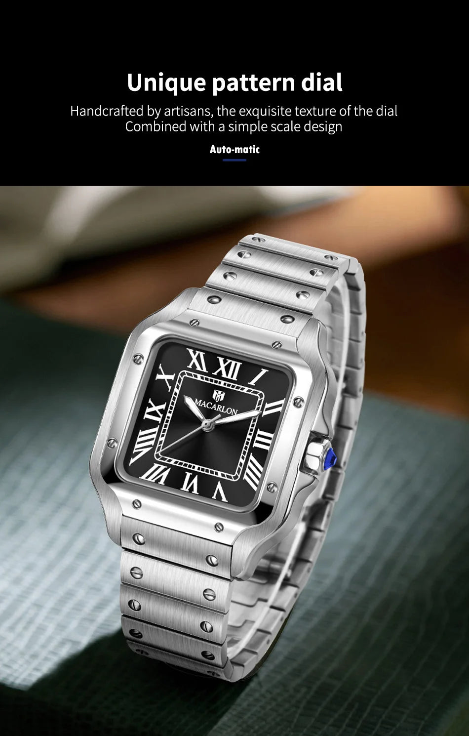 2026 New MACARLON Design 38mm Mechanical Watch Men Sapphire Glass Luminous Stainless Steel Waterproof China NH35 Automatic Watch