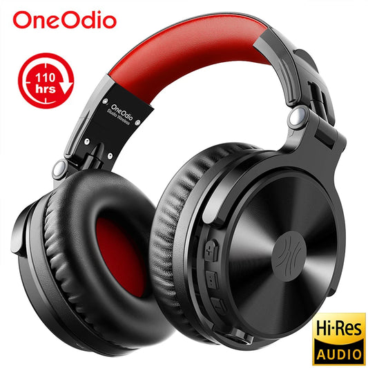 Auriculares gaming inalámbricos Bluetooth 5.2 OneOdio 110H – 110H de autonomía, sonido de graves profundos circumaurales con micrófono, auriculares 2 en 1 con cable e inalámbricos para PC y PS4