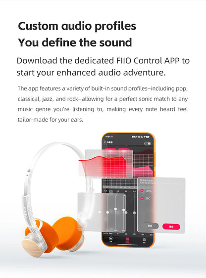 FIIO EH11 On-Ear Bluetooth Headphones – Hi-Res LDAC Wireless Bass Headset, 30H Battery, Dual Device Connection & Lightweight Retro Design