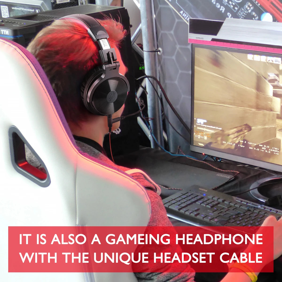 OneOdio 110H Wireless Bluetooth 5.2 Gaming Headset – 110H Battery Life, Deep Bass Over-Ear Headphones with Microphone, Wired & Wireless 2-in-1 PC PS4 Headset