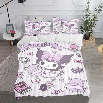 Kuromi Duvet Cover Cute Pillowcase Bedding Set Adult Boy Girl Bedroom Decoration Children Gift Single Double Large Size