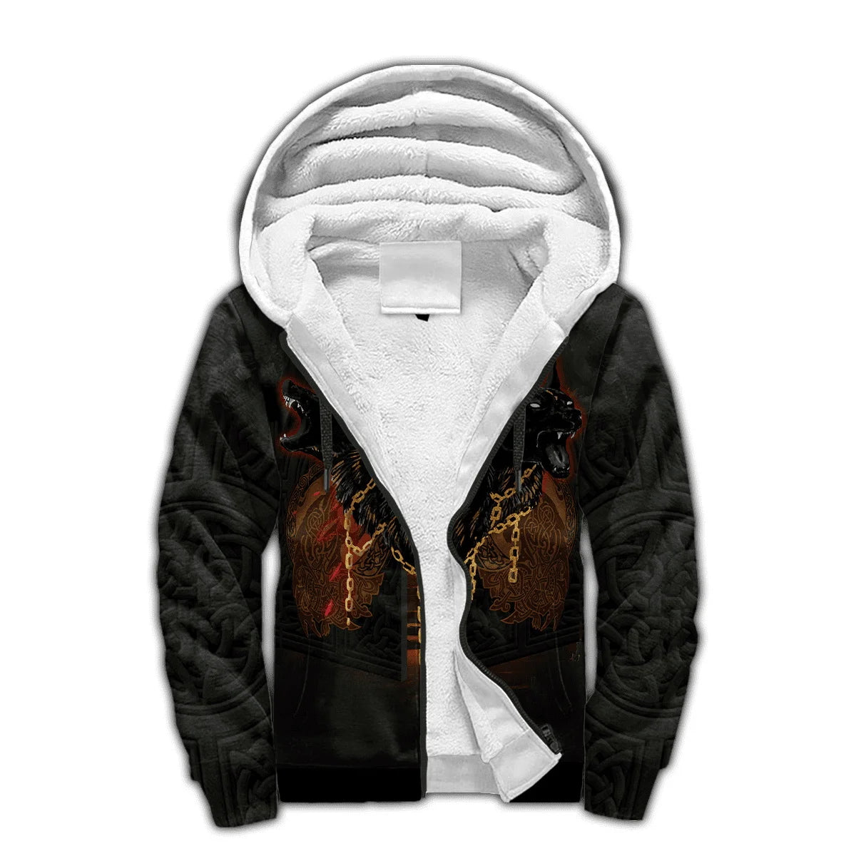 Mjolnir Odin Raven Wolf Tattoo 3D Printed Mens Winter Thicker Zip Hoodie Unisex Casual Hooded Tracksuit Warm Fleece Jacket KD16