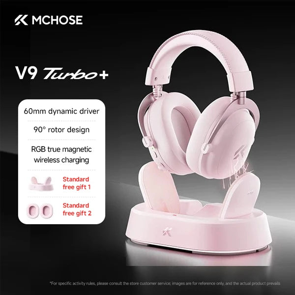 MCHOSE V9 Turbo Wireless Gaming Headset 7.1 Surround Sound RGB Esports Headphones with 60mm Drivers, Noise Cancelling Mic & Charging Base