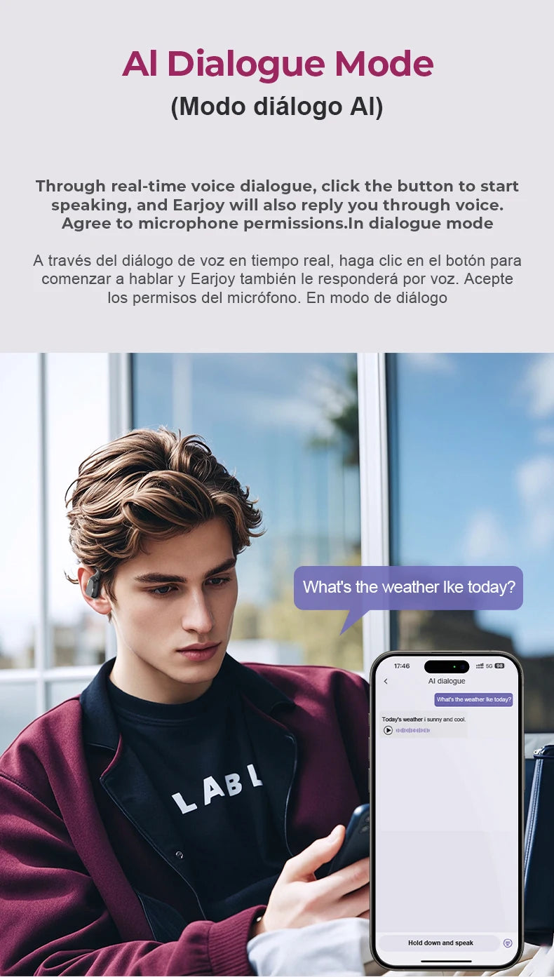 AI Earphone Translator Erazer XP6 Bluetooth 5.4 Wireless Earbuds – Real-Time 144 Languages Translation, Sleep ASMR Earphones, Deep Bass AI Headphones for Travel & Office