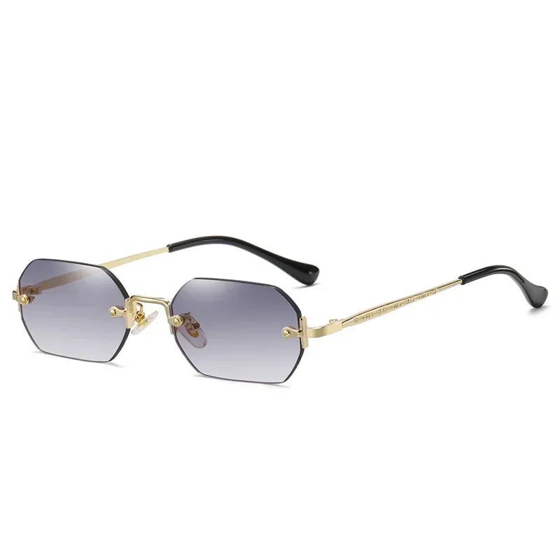 Vintage Rimless Polygon Sunglasses Women Men Luxury Brand Designer Popular Travel Small Frame Sun Glasses Ladies