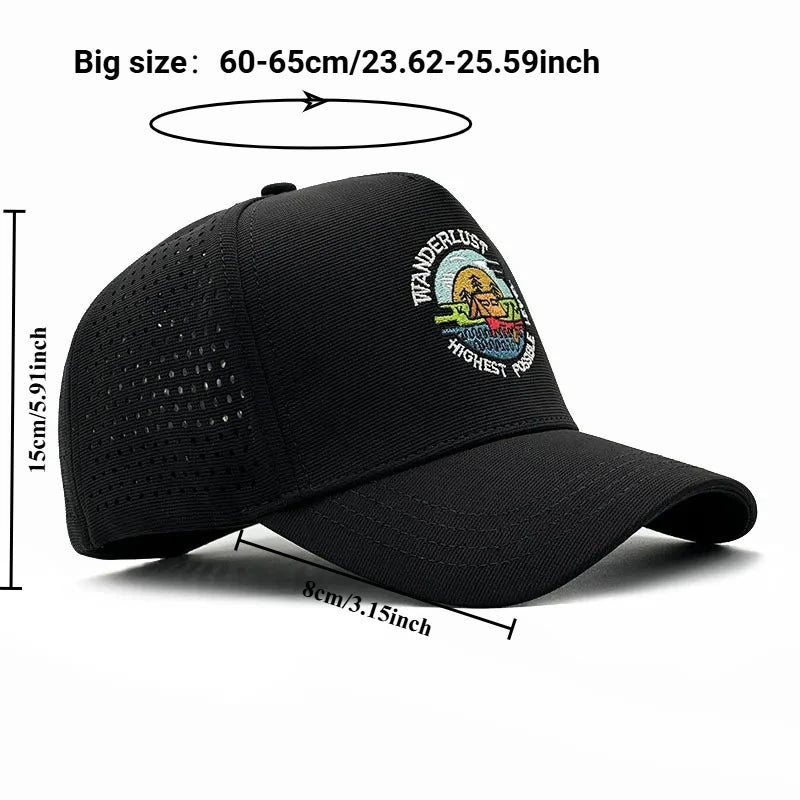 Casquettes de baseball à fond fermé, grande taille, en maille respirante, style « trucker », pour hommes à la tête large, casquette de sport haute, extra-large, 60 cm, 65 cm
