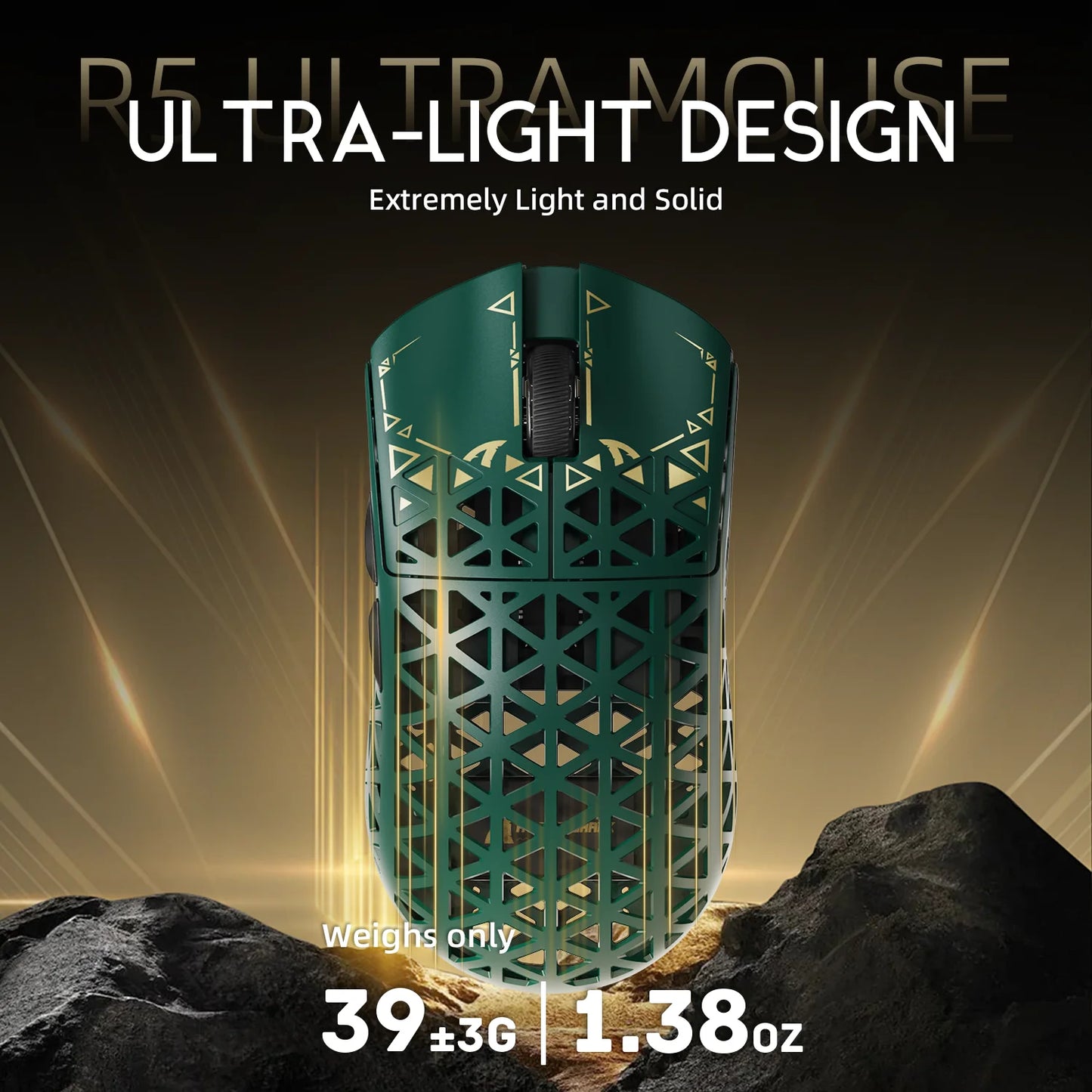 ATTACK SHARK R5 Ultra Carbon Fiber Wireless Gaming Mouse, 42g Lightweight Gaming Mouse, PAW3950MAX Sensor, 42000 DPI, 8000Hz, Tri-Mode Connectivity