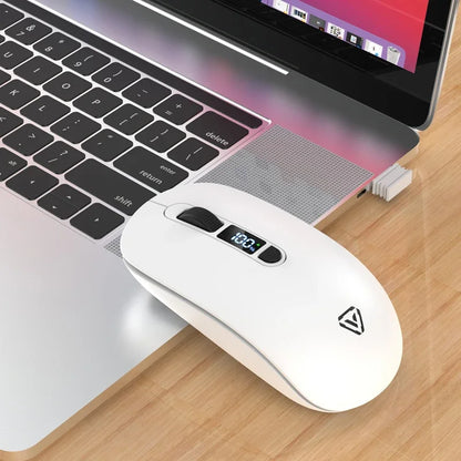 Lenovo Wireless Mouse Bluetooth 2.4G Rechargeable Silent Mouse with Smart Display, Dual Mode Bluetooth Wireless Mouse for Laptop, Desktop & Office