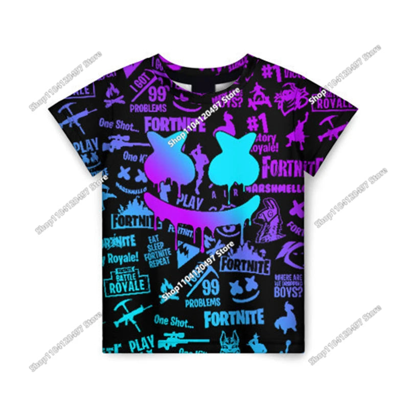 Cartoon Fortnite T Shirt 3D Printed Boys Girls Streetwear Kids Clothes Funny Tshirt O-Neck Summer Tops Birthday Gifts