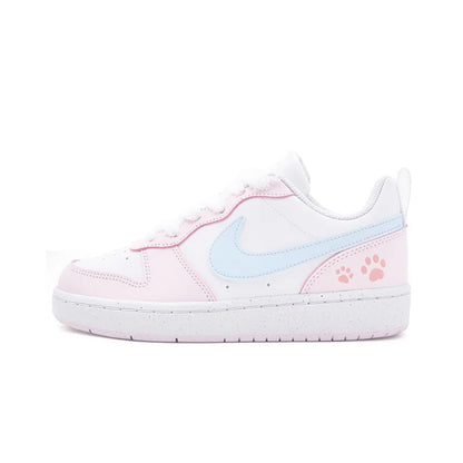 Персонализирани маратонки Nike Court Borough Sweet Cat Paw – свеж, момичешки стил, сладки и закачливи ниски дамски маратонки за скейтборд