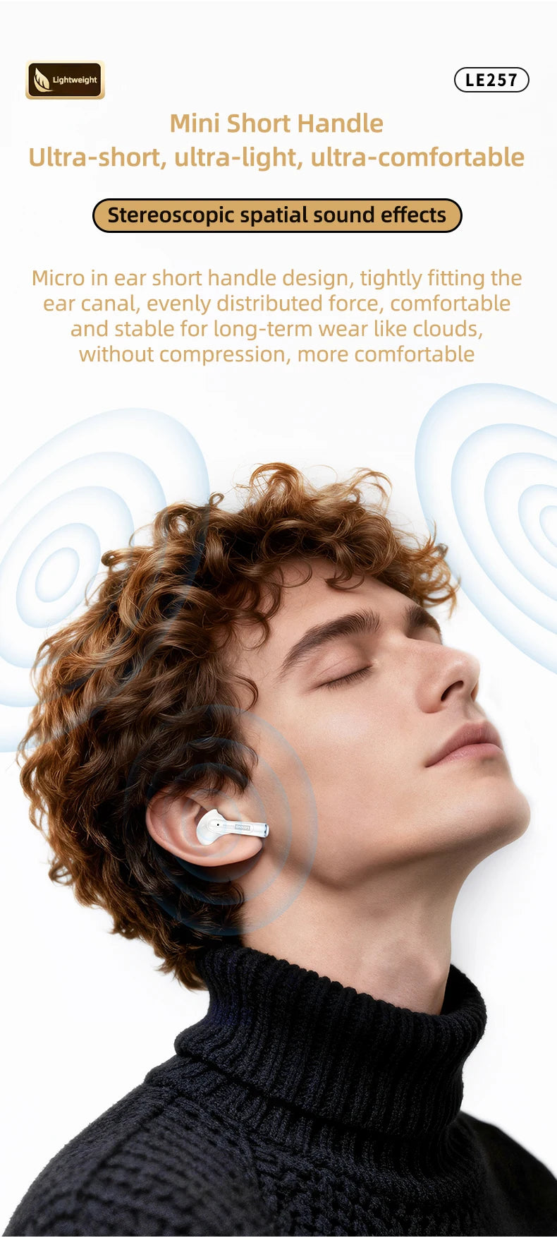 Lenovo LE257 TWS Wireless Bluetooth 6.0 Headphones with HiFi Sound, ENC Noise Reduction, Gaming Earbuds with Mic, Sports Waterproof Headset
