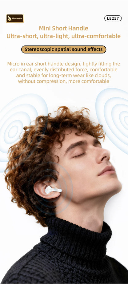 Lenovo LE257 TWS Wireless Bluetooth 6.0 Headphones with HiFi Sound, ENC Noise Reduction, Gaming Earbuds with Mic, Sports Waterproof Headset