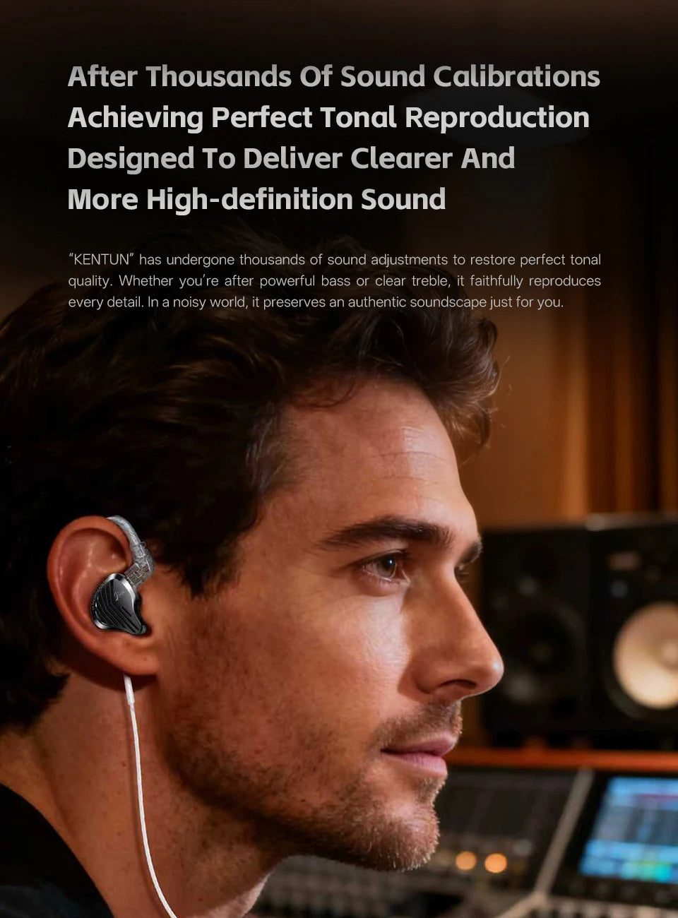 GK KUNTEN HiFi Dynamic Driver Earphones Wired In-Ear Headphones with Microphone, Detachable Cable DJ Music Earbuds, Professional HiFi Audio Earphones