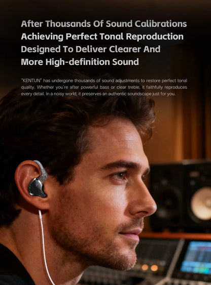 GK KUNTEN HiFi Dynamic Driver Earphones Wired In-Ear Headphones with Microphone, Detachable Cable DJ Music Earbuds, Professional HiFi Audio Earphones
