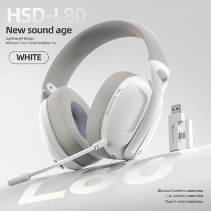 SMAILWOLF L80 Wireless Gaming Headset Bluetooth 5.0 & 2.4GHz Triple-Mode Gaming Headphones with Microphone for PC, Laptop, PS5 & Mobile