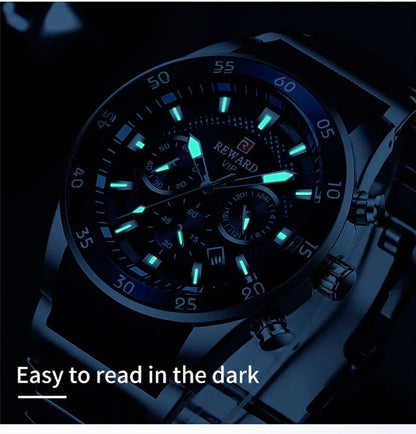 REWARD Men's Watches 81011M Sports Silicone Quartz Men's Watch Waterproof Calendar Chronograph Luminous Watches Men
