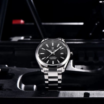 Relógio de luxo para homem PAGANI DESIGN – Modelo automático mecânico (calibre 8215), em aço inoxidável, estanque, com indicador de data e ponteiros luminescentes