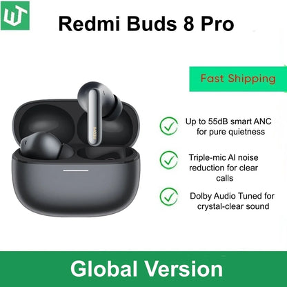 New Xiaomi Redmi Buds 8 Pro Wireless Bluetooth 5.4 Earbuds – 55dB Active Noise Cancelling TWS Earphones with AI Clear Call, 3-Mic System, Hi-Res Audio LDAC, Global Version
