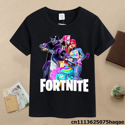 Summer Fortnites Children T-shirt Cartoon Game Figure Printed T-shirt Boys Casual Sports T-shirt Short Sleeves Kids Clothing