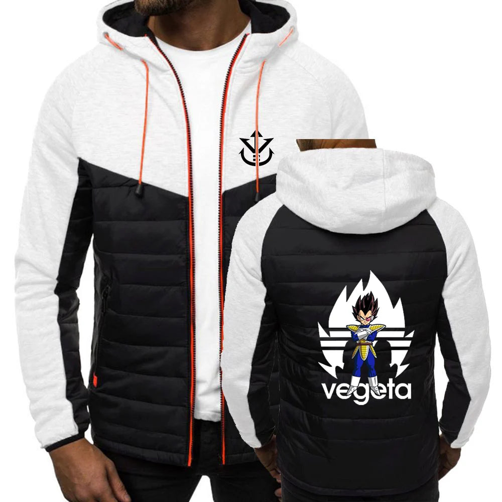 2026 Men's Saiyan Vegeta Avant-garde Style Patchwork Jacket Spring And Autumn Dragon Ball Logo Print Trendy Coat Hoodies, Produit gaming premium Fraquane
