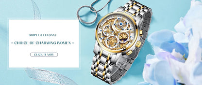LIGE 2024 New Fashion Gold Women Watch Top Brand Luxury Waterproof Watches for Women Sport Quartz Chronograph Relogio Feminino