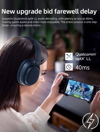 1Mii E700 Wireless Bluetooth Headphones with LDAC Hi-Res Audio, Active Noise Cancelling Bluetooth Headphones, HiFi Stereo Wireless Gaming Headset, 65-Hour Battery Life