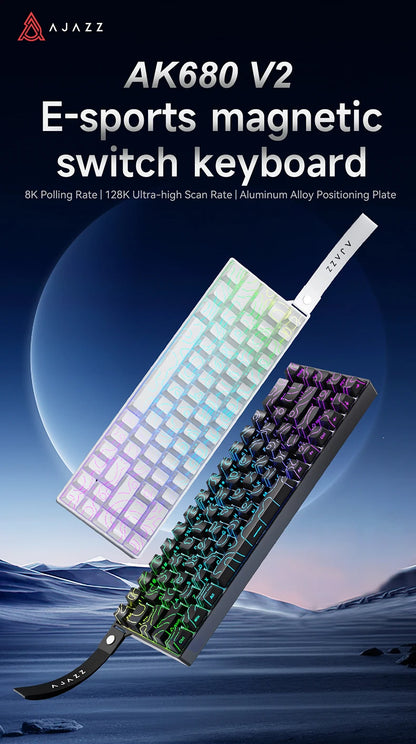 AJAZZ AK680 V2 E-sports magnetic switch keyboard 8K Polling Rate 128K Uitra-high Scan Rate  Aluminum Alloy Positioning Plate