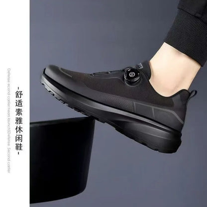 Zapatillas deportivas nuevas para hombre con botón giratorio, de plataforma, para conducir, para caminar, para actividades al aire libre, resistentes al desgaste, para correr y para deporte, talla grande