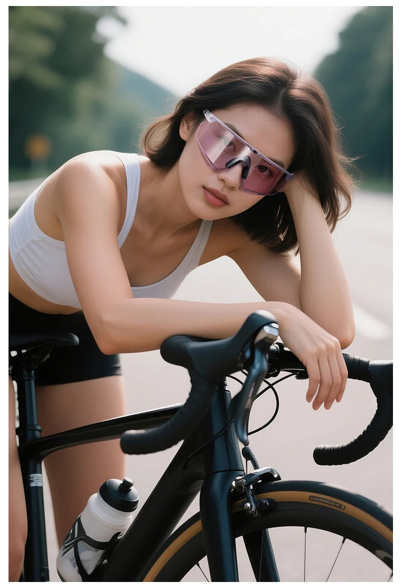 Kapvoe Real Carbon Fiber Cycling Glasses Sunglasses for Men Lightweight Photochromic UV400 MTB Bike Bicycle Sports Eyewear