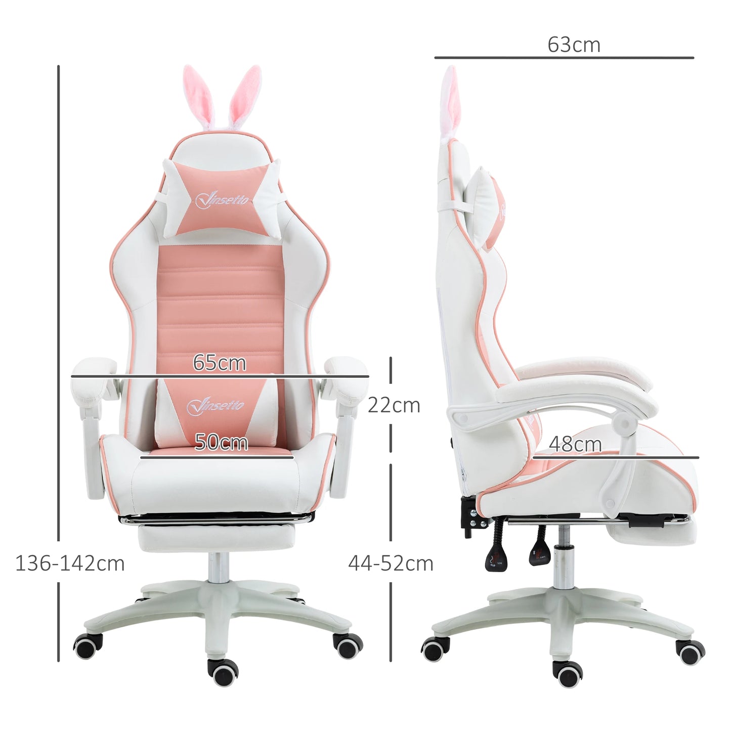 Vinsetto Gaming Chair Ergonomic Gamer Armchair with Lumbar Support, Adjustable Height, Reclining Backrest, Footrest & Comfortable Desk Chair