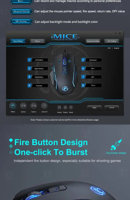 USB Wired Optical Gaming Mouse, 7200 DPI Ergonomic Gaming Mouse with 6 Programmable Buttons for PC, Laptop & Desktop Gaming
