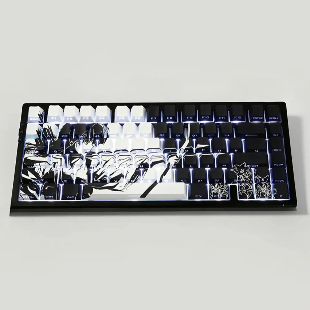 Anime Platycodon Cherry Key Cap Set PBT 130 Key Side Engraved Light Transmission for 60/84/98/108 Mechanical Keyboard ISO