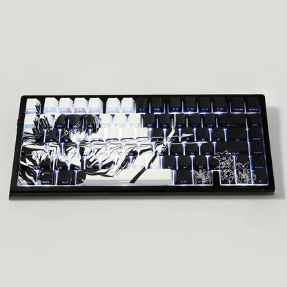 Anime Platycodon Cherry Key Cap Set PBT 130 Key Side Engraved Light Transmission for 60/84/98/108 Mechanical Keyboard ISO