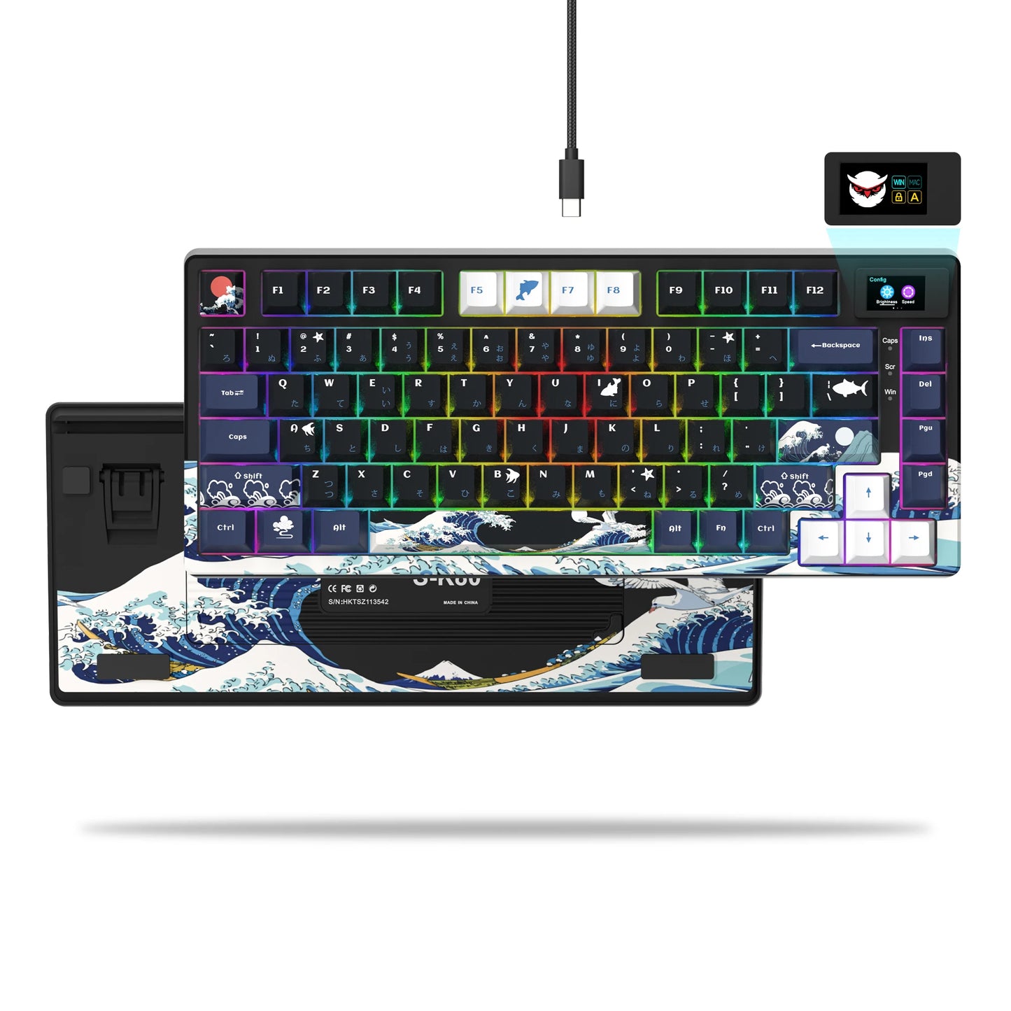 Womier Wired Mechanical Gaming Keyboard with OLED Display, Hot-Swappable RGB Keyboard, PBT Pudding Keycaps, 81-Key USB-C Mechanical Keyboard for PC & Laptop
