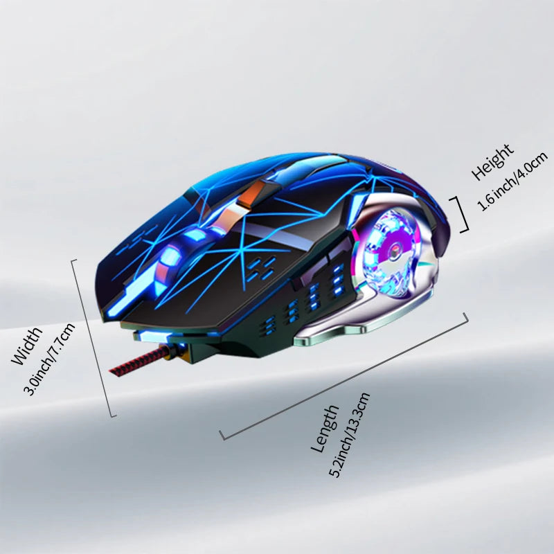 USB Wired Gaming Mouse 6-Button Ergonomic Gaming Mouse with Adjustable DPI, RGB Backlit Optical Gaming Mouse for PC, Laptop & Desktop