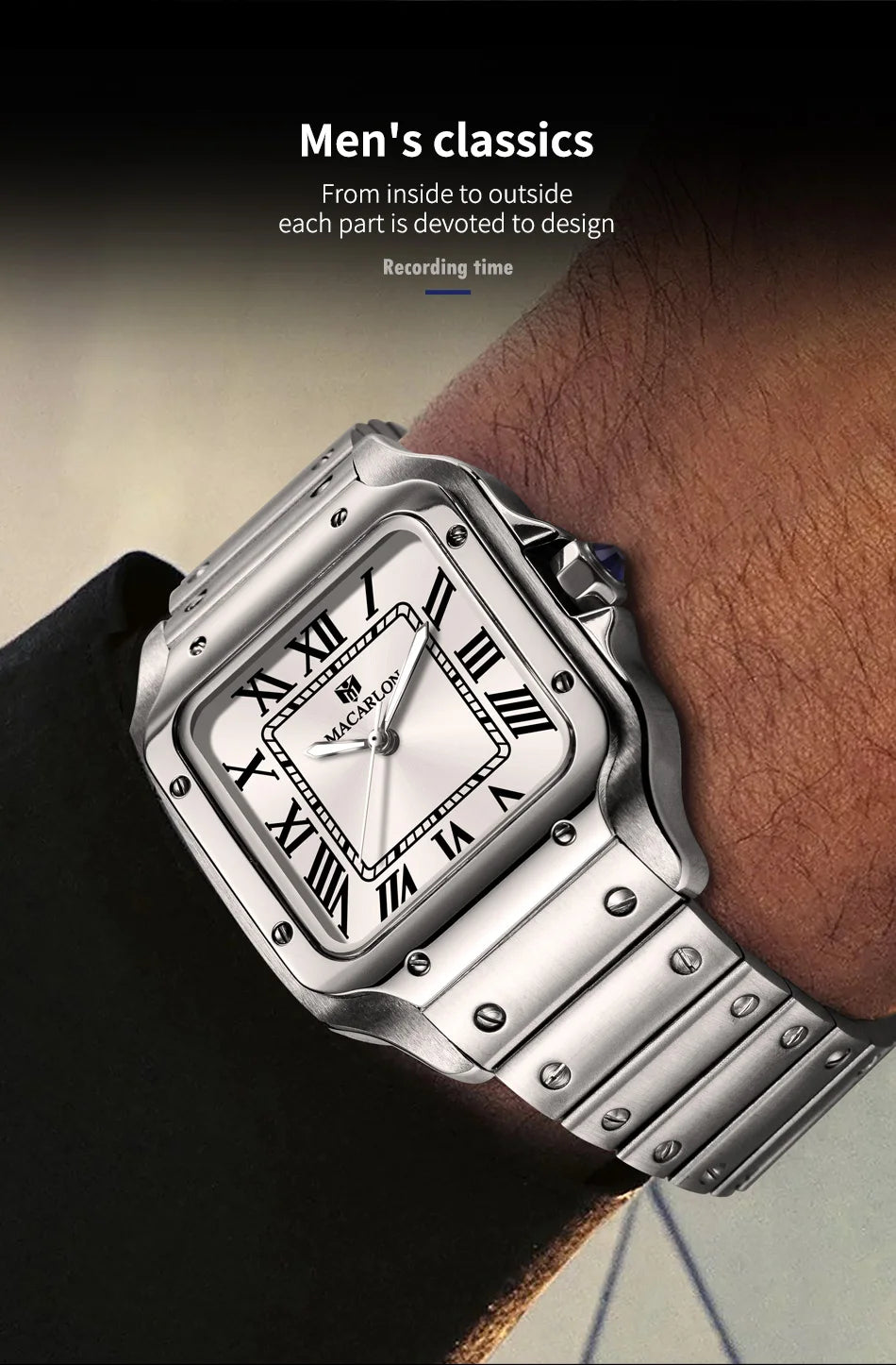 2026 New MACARLON Design 38mm Mechanical Watch Men Sapphire Glass Luminous Stainless Steel Waterproof China NH35 Automatic Watch