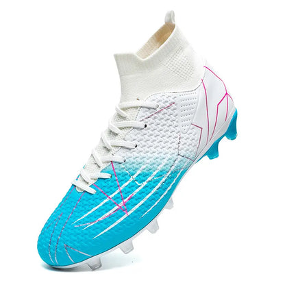 New Professional High-Top Football Shoes Artificial Grass Leather Youth Students Training Soccer Shoes for Men and Women Sports