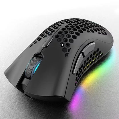 BM600 Rechargeable Wireless Gaming Mouse, 2.4G RGB Honeycomb Gaming Mouse with 12000 DPI, 7 Programmable Buttons, USB Gaming Mouse for PC & Laptop