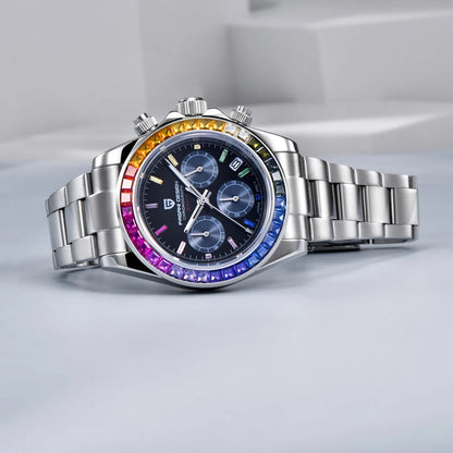 Zegarek męski PAGANI DESIGN – model z kolorowymi tarczami, luksusowy zegarek kwarcowy na rękę, chronograf wyposażony w mechanizm