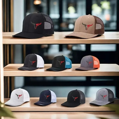 Cappellino da baseball estivo casual con stampa "Bull Head", visiera sportiva hip hop traspirante in rete, cappelli da sole regolabili per uomo e donna