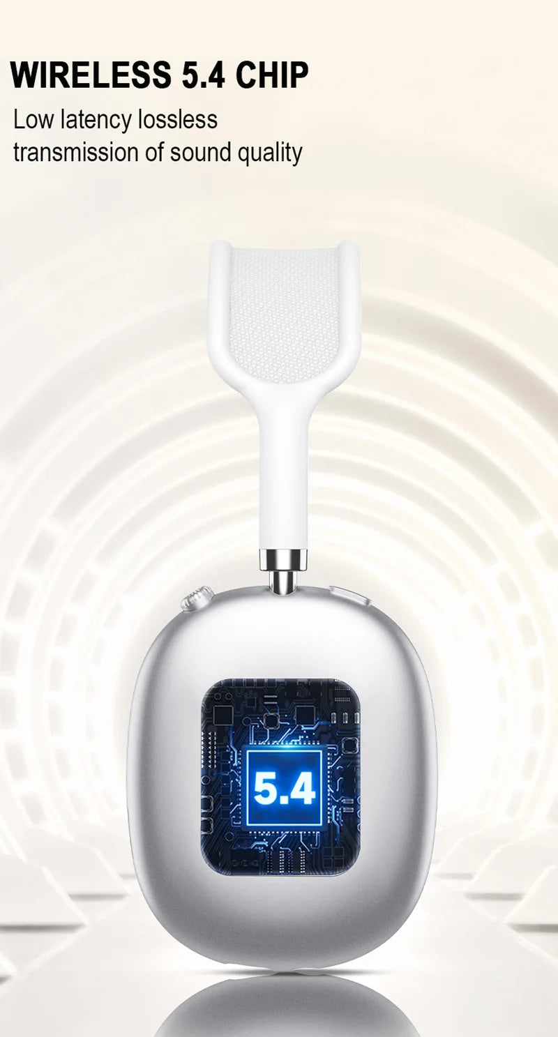 Wireless Bluetooth Headset with RGB Digital Display, Card Reader, Long Battery Life, HiFi Sound & Noise Reduction Earphones